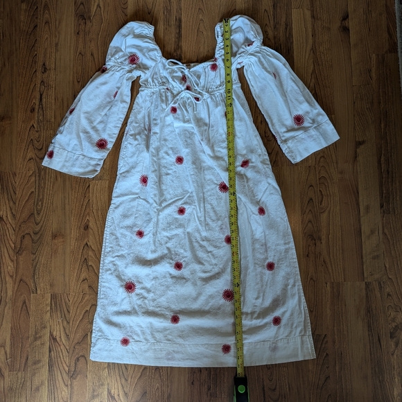 NWOT Free People Emory Embroidered Midi Dress in White and Red, Size XS - Picture 7 of 13